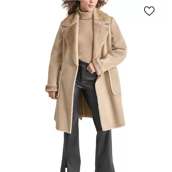 DKNY Belted Shearling Coat - Picture 12 of 12